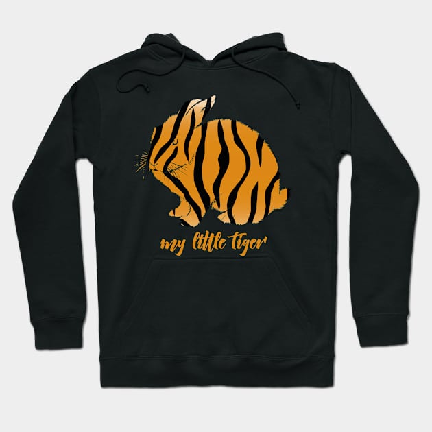 funny rabbit design with tiger pattern Hoodie by youki